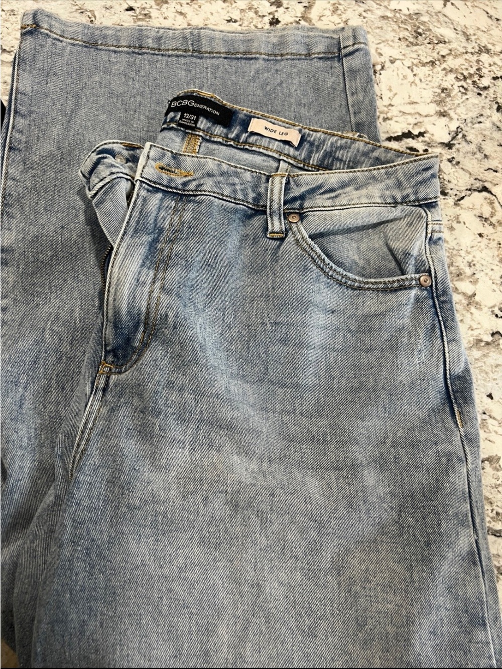 BCBGeneration Light Wash Relaxed Wide-Leg Jeans